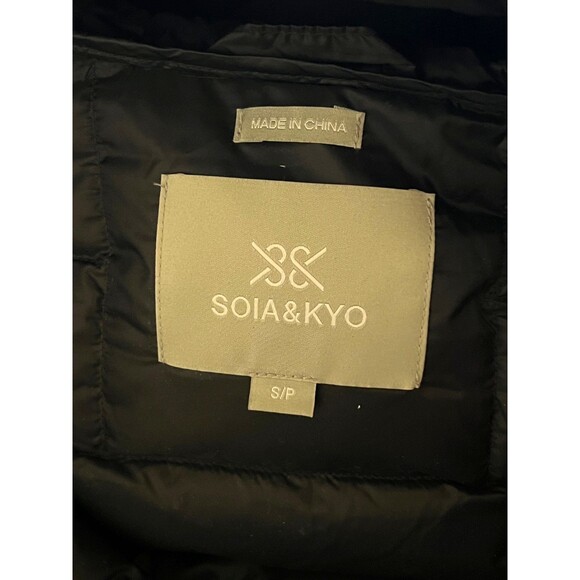 NWT Soia & Kyo Women's S Jacinda Down Puffer Coat Hooded Asymmetric Zip Black - Picture 9 of 15